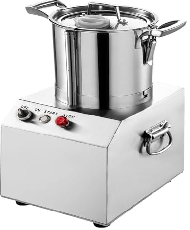 Stainless Steel Commercial Food Processor Meat Vegetable Chopper with 4L/6L/10L/15L large Capacity Bucket 1400RPM and Detachable Blade Electric Food Cutter for Fruits Nuts and Ice (10L)