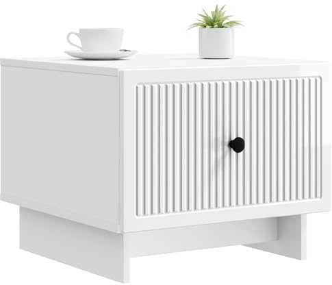 vidaXL Couchtisch Hochglanz Weiß 49 x 50 x 40 cm Holzwerkstoff, Stylischer Couchtisch, Vintage-Rechteckdesign, viel Stauraum, moderner Look, praktische Oberfläche für zu Hause