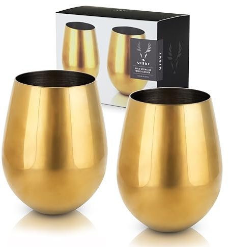 Viski Belmont: Gold Stemless Wine Glasses