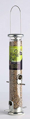 Naturschutzprodukt Futtersäule Ring-Pull Pro midi Silber Vogelprodukt H 37,5 cm Inhalt 1,0 l