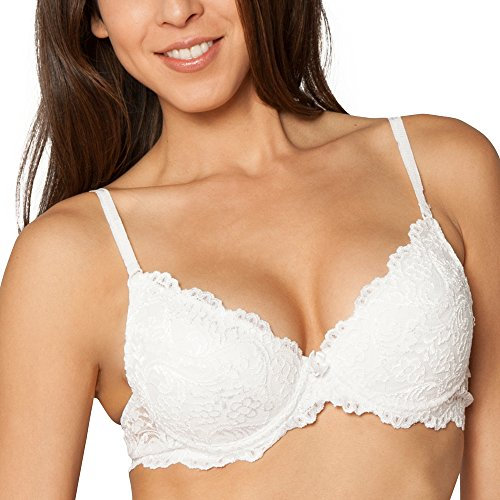 Smart & Sexy Women's Signature Lace Push-up Bra, Sheer, White, 42C