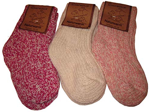 WOWERAT Nowegersöckchen 3er Pack Wollsocken Baby Kinder