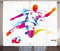 ABAKUHAUS Teen Zimmer Rustikaler Gardine, Fußball schlägt den Ball, Schlafzimmer Kräuselband Vorhang mit Schlaufen und Haken, 280 x 225 cm, Pink Blau