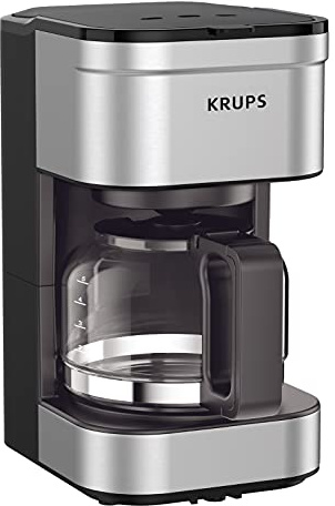 KRUPS Simply Brew Compact 5 Cup Coffee Maker: Stainless Steel Design, Pause & Brew, Keep Warm, Reusable Filter, Drip-Free Carafe