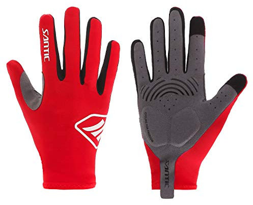 Santic Guanti Ciclismo Invernali Guanti Bici MTB Guanti Bicicletta de Corsa Lunghi Touch Screen per Uomo e Donna Ciclista Rosso L