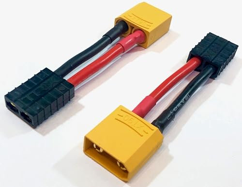 2X Stück Premium Adapter XT90 Stecker Male auf Traxxas TRX Buchse Female Adapterkabel Hochstrom für Lipo Akku Modellbau
