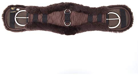 Merauno® Lammwolle Western Konturgurt Sattelgurt, aus Qualitäts Merino Lammwolle, spezielle anatomisch konkave Form, für bessere Rutschfestigkeit. Farbe:Braun