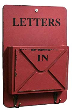 XBSLJ Briefkästen Wand-Briefkasten Briefkasten Gartenhaus im Freien MDF + Schmiedeeisen Briefkasten/Rot 7,18 x 1,57 x 10,23 Zoll