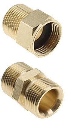 EMSea 2 Stück Hochdruckreiniger Adapter M22 14mm männlich auf M22 14mm männlich/weiblich Anschluss Messing Schlauchkupplung