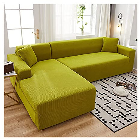 Daesar Überwürfe Sofabezug Elastische Polyester, Sofaüberwürfe Wasserdicht 1 Sitzer Modern Gelb Grün Couchbezug Eckcouch 90-140