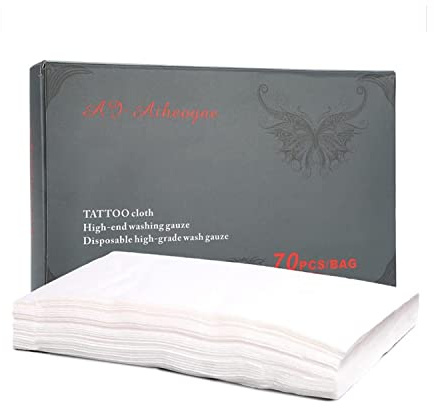 70pcs Disposable Tattoo Paper, Tattoo Wipe Paper Tissue Cloth Cotton Cleaning Body Facial Skin Care Makeup Body Art Permanent Makeup Tattoo Cleaning Tools Tattoo Supplies Accessories