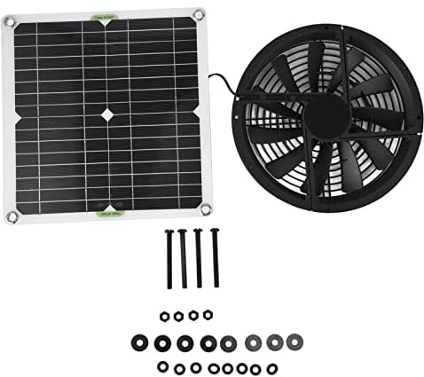 Kit de ventilateur à énergie solaire étanche, ventilateur d'extraction de boîtier de ventilation rond à panneau solaire 100 W pour serre, poulailler, abri de jardin, garage, grenier