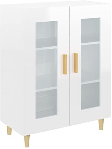 vidaXL Buffet Armoire Latérale Meuble de Rangement Organisateur de Maison Salon Salle de Séjour Blanc Brillant 69,5x34x90 cm Bois d'Ingénierie