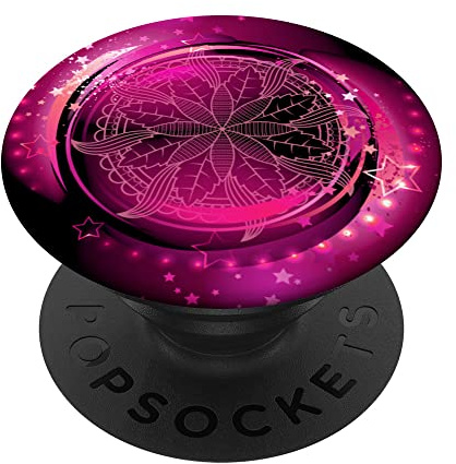 Hot Pink Star Mandala Nebula Flower Galaxy Black Tidepool PopSockets Swappable PopGrip