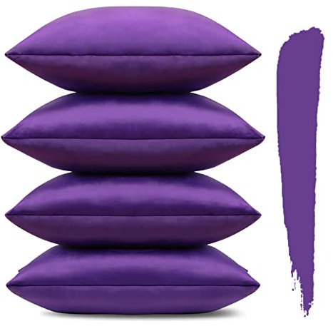 Sungeek 4er Set Samt Kissenbezüge 45x45 cm, Dekorativ Zierkissenbezüge Weich Kissenbezug Dekokissen Sofakissen Couchkissen Deko Bezug Kissenhülle für Sofa Schlafzimmer Wohnzimmer (Lila)