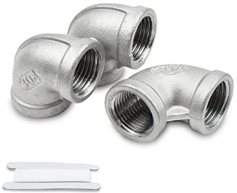 Bwintech 3 Pcs 90 Grad 3/4 Innengewinde zu 3/4 Innengewinde BSP Gewinde Edelstahl 304 Ellenbogen Verbindungsstück Rohrverschraubung für Rohrverbindungs-Umwandlung
