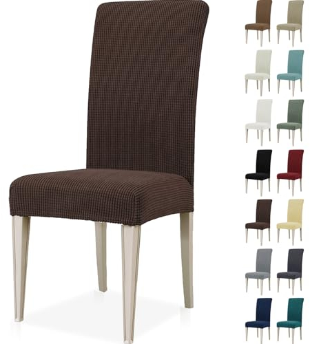 Ystyle Stretch Stuhlhussen 6er Set, Stuhlbezug Elastisch Abnehmbarer Waschbarer, Universal Hussen Für Stühle, Stuhlbezüge Chair Cover Für Hotel Bankett Küche Restaurant Hochzeit Party, Kaffee