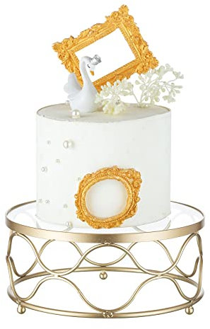 NUPTIO Gold Kuchenständer Rund Tortenständer: 22cm Cupcake Ständer Metall Nachmittagstee Dessert Display Tablett mit Acrylplatte für Hochzeit Geburtstag Party Baby Dusche Weihnachten Dekorationen