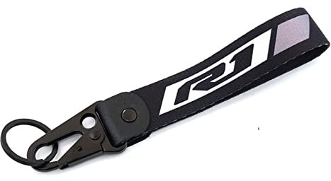 QURTH Porte-clés Porte-clés pour Yamaha R1 R6 R3 YZF-R6 2015 YZF R1 2006 YZF-r3 Toutes Les Années Accessoires Moto Broderie Porte-clés Chaîne (Couleur : Grey-R1, Taille : Normal)