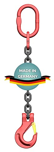 AWOTEX Einstrang-Kettengehänge 13 mm GK 8 I 2 m Lange Anschlagkette für die Baustelle I Bagger-Zubehör I Traglast 5300kg nach EN818-4 I Kettengehänge 1-Strang I Baustellen Werkzeug