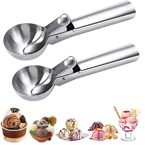Cimown Eisportionierer,Eisportionierer edelstahl,Eislöffel portionierer,Rutschfester Griff Eisportionier mit Auslöser Spülmaschinengeeignet,für Eiscreme, Kuchen Teig,Püree