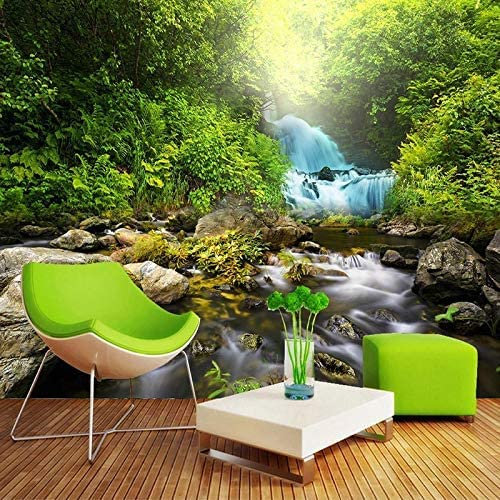Papier Peint Photo Forêt Cascade Vert Paysage Papier Peint Photo Photo Peintures Murales Papier Peint Papier Peint 3D Papier Peint Pâte Salon Le Mur Pour Chambre Mur 200 (largeur) x 150 (hauteur) cm