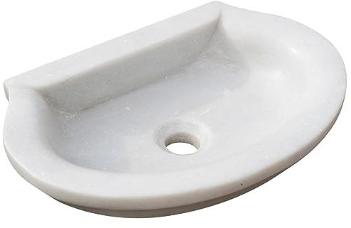 Biscottini Fregadero de mármol 46x31x13cm, Fregadero de exterior e interior, Lavabo de encimera piedra, Fregadero de cocina