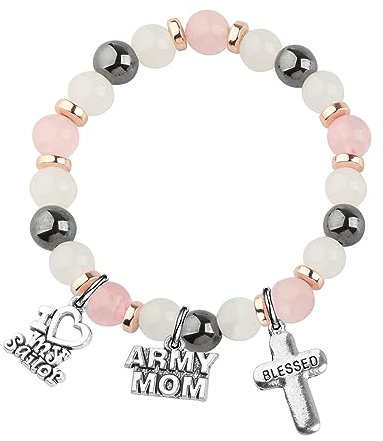 MYSOMY Militär Mama Geschenk Militär Mama Armband Militär Einsatz Schmuck für Armee Mama Soldat Mama Air Force Mama Navy Mama Geschenk, 2.4inches, Legierung