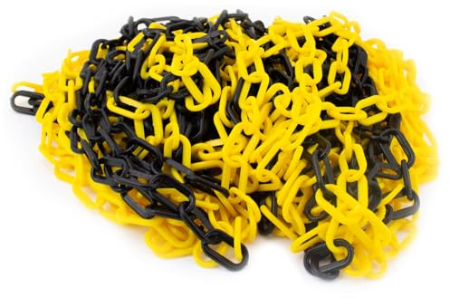 Bituxx 25m Kette für Absperrpfosten Kettenpfosten Begrenzungspfosten Poller Personenleitsystem aus Kunststoff Schwarz/Gelb