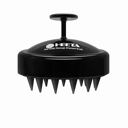 HEETA Kopfhaut Massagebürste für Nasses und Trockenes Haar Sanft Kopfmassage Bürste, Shampoo Haarbürste mit Weichem Silikonkopf für Peeling und Kopfmassage-Schwarz