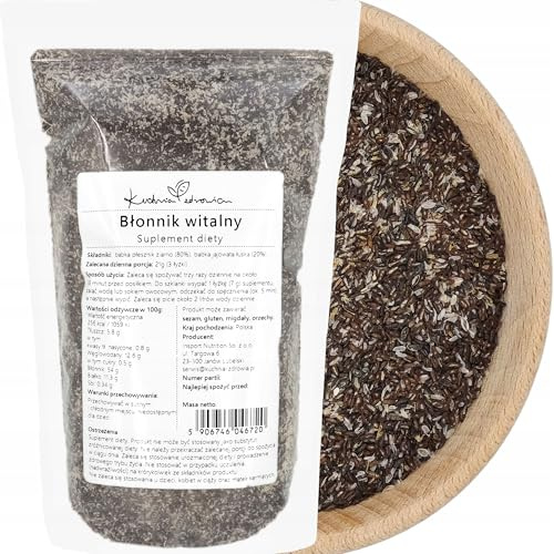 Kuchnia Zdrowia - Psyllium-Samenschalen - Ohne Zusatzstoffe - Hoher Anteil an Ballaststoffen - Auslaufsichere Verpackung mit Reißverschluss - Doypack: (500, Gramm)