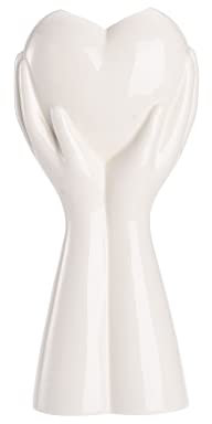 CDQL Weiße Keramik-Handvase, Kreative Hand Haltende Herzvase, Handvase Herzvasen für Blumen, Moderne Kunstvase für Hochzeitsdekoration, Liebesgeschenke (1)