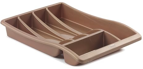 ZARVICZONIA Midnight Plastic Kitchen Cutlery Tray Organizer - Drawer Insert for Tidy Storage and Organization (Gold)