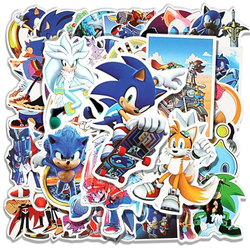 100 Stück The Hedgehog Aufkleber, Anime Sticker Kinder, Wasserfest Stickers für Koffer Skateboard Laptop Autos DIY Tattoo, Bulk-Aufkleber für Kindergeburtstag Mitgebsel Festival Party Deko