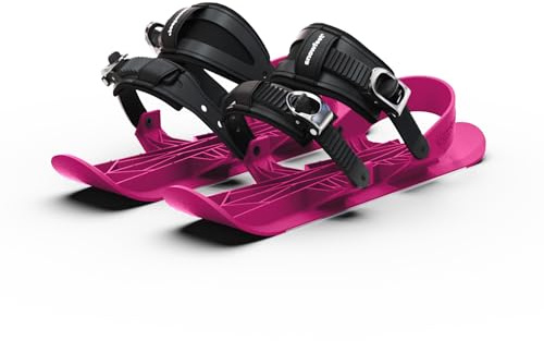 Snowfeet PRO - Mini Short Ski Skates for Snow | Ski for Winter Shoes | Short Snowskates Snowblades Skiboards | The Real Original (Pink)