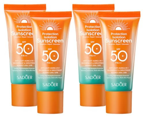 Sonnencreme 4 Stück Gesichts-Sonnencreme LSF 50 Gesichts-Sonnencreme hoher Schutz Sonnenmilch Körper-Sonnencreme feuchtigkeitsspendende Gesichtscreme Sonnenschutz für Erwachsene 50 g