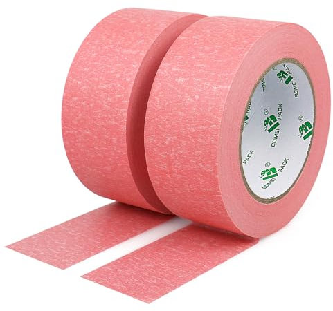 BOMEI PACK 2 rollos Cinta de enmascarar 48mm x 50m - Cinta adhesiva decorativa rosa Cinta de pintor de uso general