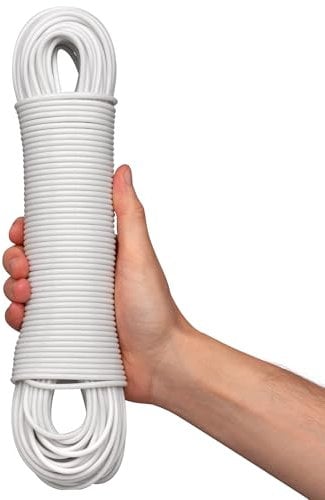 Hardys 50m Washing Line | Clothes Line with Steel Core & PVC Coating | Long Length for Indoor, Outdoor & Camping | Rot, Mould & Weather Resistant | White