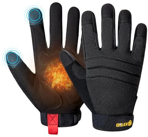 KAYGO Thermo Mechanische Arbeitshandschuhe KG127W, Isolierte Doppel Liner Gefüttert, Mechaniker Arbeitshandschuhe, für Winter Arbeit Kühlhaus Lager Bau bei kaltem Wetter (Voll Schwarz, XL, Gr 10)