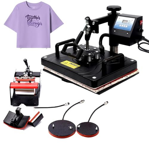QLXYYFC Heat Press Machine for T Shirts 12x15 Shirt Press Machine with 30 OZ Tumbler Attachment 15 In 1 Heat Transfer Machine for Most T Shirts, Canvas Bags, Hat(5 in 1)