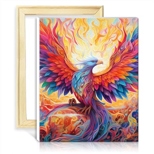 TANGFEIY on Canvas Paint by Numbers Phoenix Bird Paint by Number Adult Paint by Number Kits with Brushes and Acrylic Pigment Number Painting Art No Frame(30x40cm)