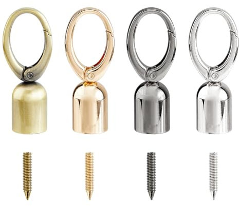 Hobbspring 4Pcs Kordel Endkappen 4 Farben Kordel Endverschlüsse Für Ledertaschen Mit Schrauben Kordel Endkappen Mit Karabinerhaken Für Quasten Handtaschengurt DIY Bastelarbeiten Schmuckherstellung