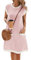 Famulily 2025 Summer Dresses for Women UK Casual Crewneck Cap Sleeve T-Shirt Dress Ladies Ribbed Beach Sundress Pink XXL