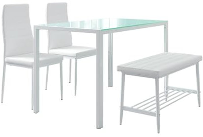 Vicco Esstisch-Set Grand, Küchentisch, Weiß, 120 x 70 cm 4-teiliges Set