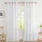 PONY DANCE Leinenoptik Gardinen Wohnzimmer Modern Vorhänge Weiss Halbtransparent 2er Set H 245 x B 140 cm Leinenvorhang mit Ösen Semi-Sheer Linen Curtains for Living Room/Bedroom