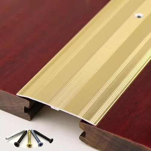 Elitix übergangsprofil 2 1/2 Zoll Breite Bodenübergangsleiste mit Schraube, Bodenübergangsleiste Aus Aluminium, Teppich-/Fliesenschwellenreduzierer, Kantenverkleidungs-Trennwandabdeckung(Gold)