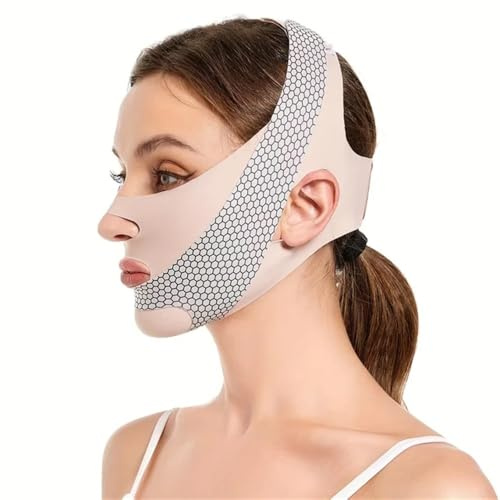 THEDAYBABY Gesichtsbandage, V-Linie, Gesichtsformer, Gesichtslifting-Gürtel, Anti-Falten, Gesichtsmassagegurt, Doppelkinn-Reduzierer, Hautpflege-Werkzeuge, Rosa, 1 Stück