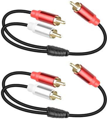 YANBORONSN RCA Splitter Audio Cable,RCA Y Splitter 1 Male to Dual Male Subwoofer Cable for Subwoofer,Amplifiers,Home theatres 30CM(2Pack)