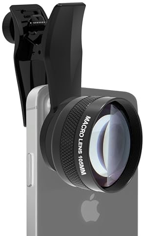 Veedzoens 105mm Macro Lens for iPhone Android Smartphone, Compatible with SmallRig NEEWER Phone Cage, with 17mm Thread Universal Phone Lens Clip and Black Portable Bag