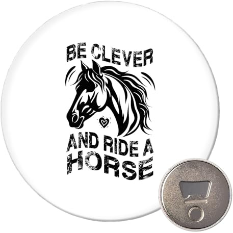 Huuraa Magnet ride a horse Pferd Geschenk | 59mm Kühlschrankmagnet rund Flaschenöffner Geschenkidee dekorativer Magnet für Magnettafel, Kühlschrank oder Whiteboard